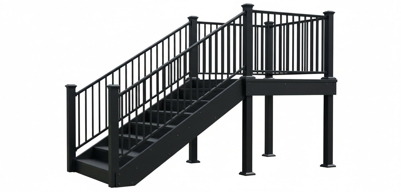 Prestige Aluminum 3' tall 6' wide stair rail kit satin black