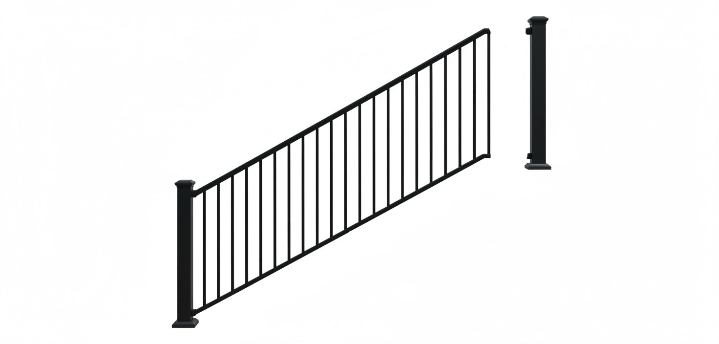 Prestige Aluminum 3' tall 6' wide stair rail kit satin black