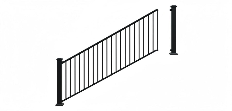 Prestige Aluminum 3' tall 6' wide stair rail kit satin black