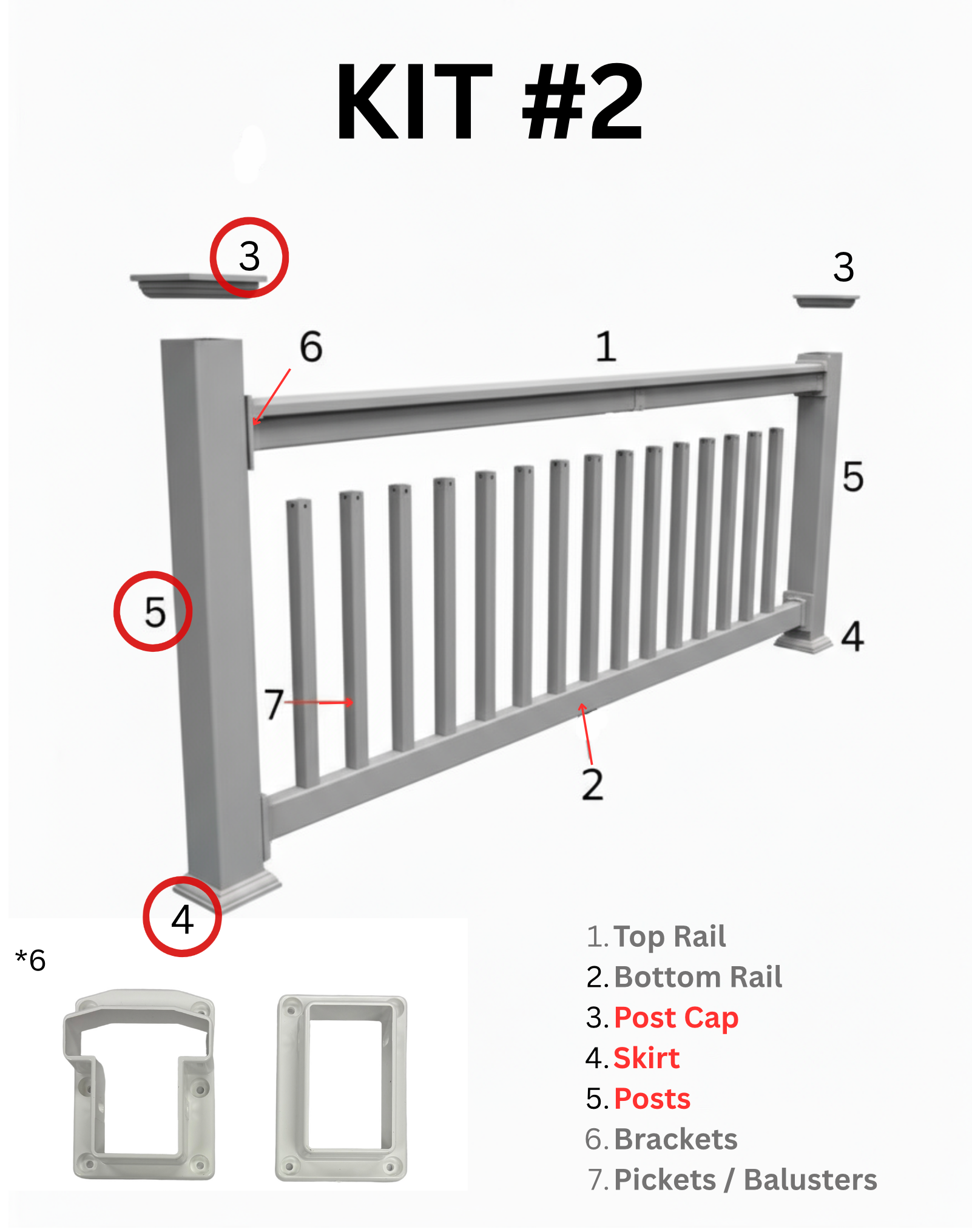 4" White Vinyl Post Sleeve (kit 2)