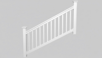 8 ft Stair Rail White Vinyl with white square vinyl pickets (kit 1)