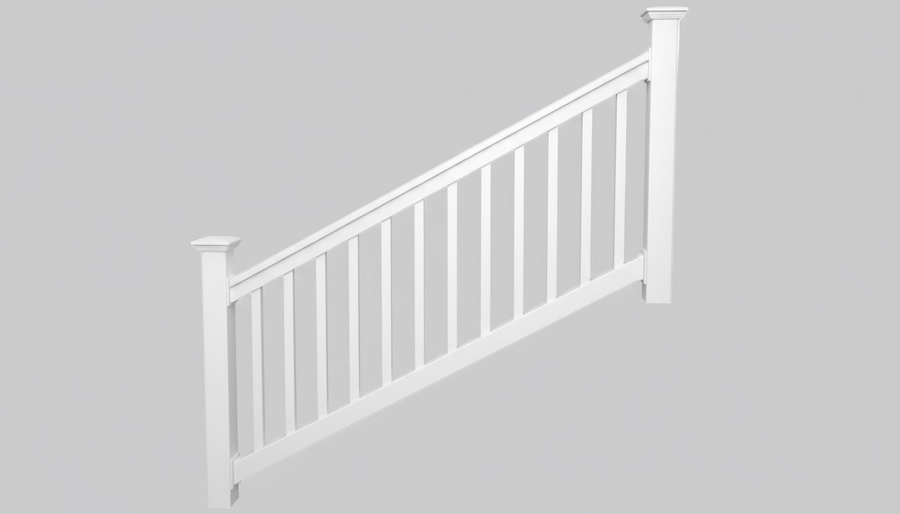6 ft Stair Rail White Vinyl with White Picket (kit 1)