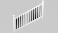 8 ft Stair Rail White Vinyl with black aluminum round pickets. (kit 1)