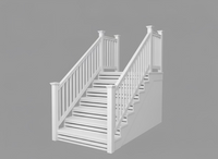 8 ft Stair Rail White Vinyl with white square vinyl pickets (kit 1)