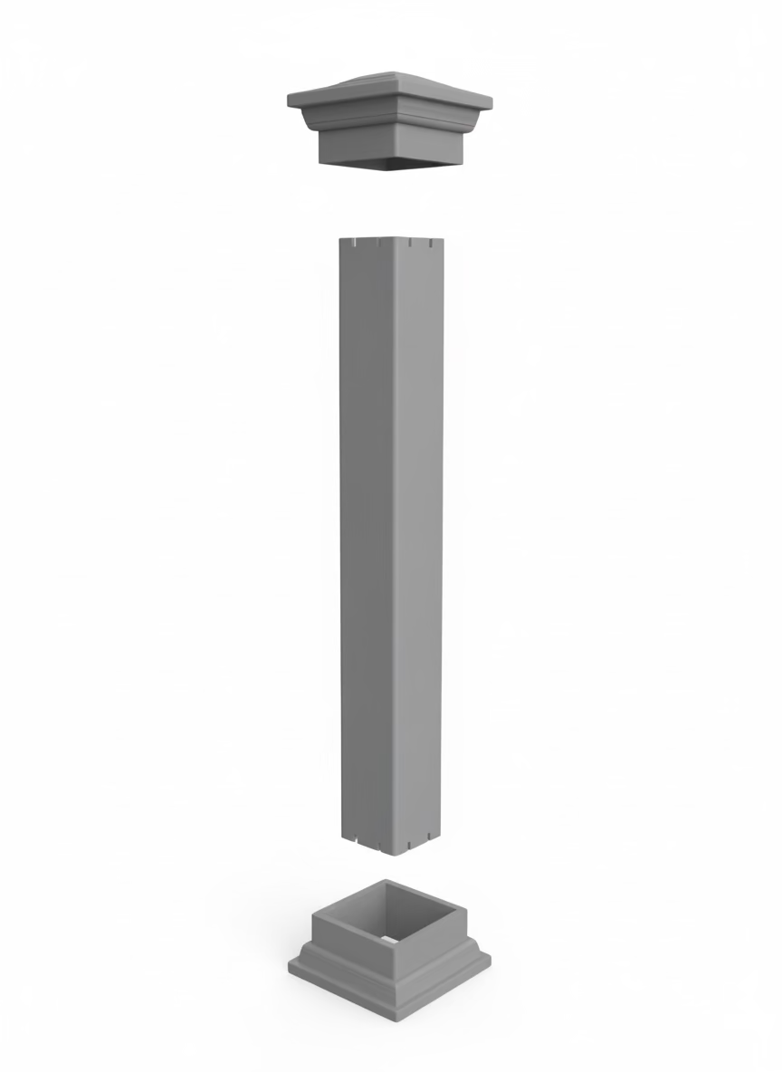 4" Gray Vinyl Post Sleeve (kit 2)