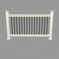 8 ft Level White Vinyl with black aluminum round pickets. (kit 1)